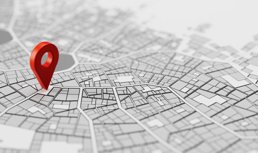 GPS Standort Markierung als Navigation Ziel auf Stadtplan